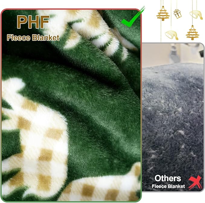PHF Printed Fleece Blanket Queen Size, No Shed No Pilling Ultra Soft Plush Cozy Xmas Prints Theme Home Décor Flannel Blanket for Bed, Sofa, Couch and Gift, 90" x 90", Northern Winter