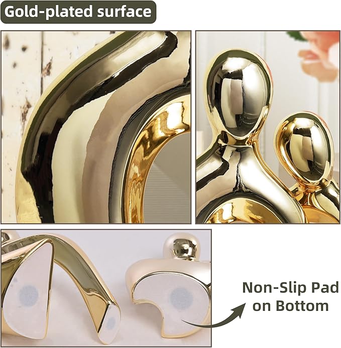 Quoowiit Ceramic Couple Sculptures for Home Decor, Abstract Lover Statue for Shelf, Office, Living Room, Bedroom Decorations, Gifts for Anniversary, Valentine's Day, Birthday