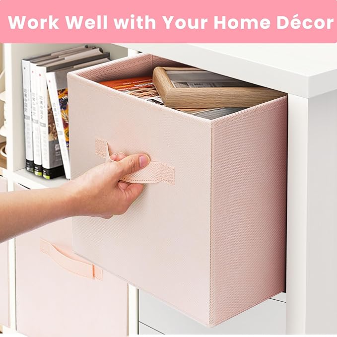 Criusia Storage Cubes - 13 Inch Heavy Duty Fabric Storage Bins for Shelves Closet Cube Organizer - 8 Pack Collapsible Cube Storage Bins Baskets for Clothes Blankets Toys - Nursery Organization