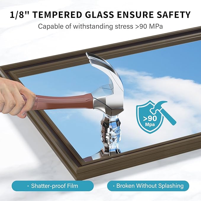 Retro Copper Effect Framed Wall Mirror, 32x40 Rectangle Mirror, 1/8"Anti-desilvering Tempered Glass, Sustainable&amp;Sturdy Frame, Anti-Rust, HD Reflection &amp;3min Fast Setup for Bathroom Living Room