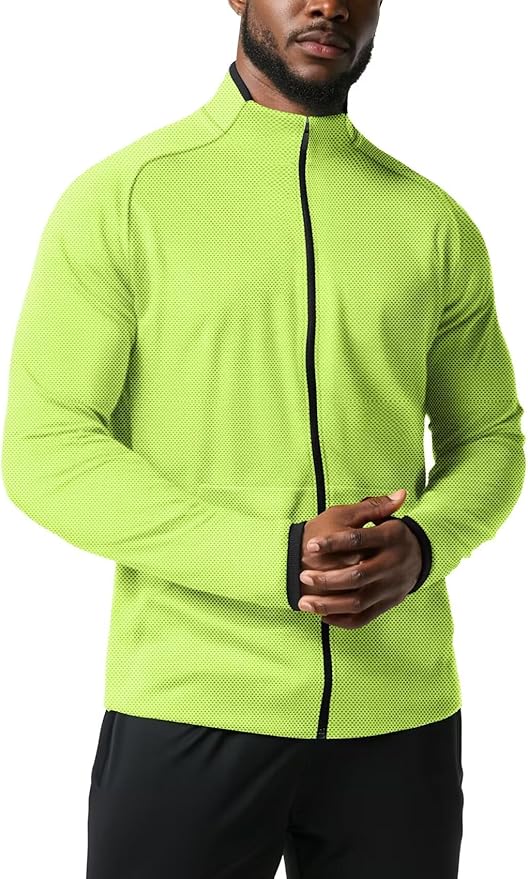 Zengjo Men's Track Jackets Full Zip Running Athletic Workout Lightweight Windproof Jacket with Zipper Pockets Quick Dry