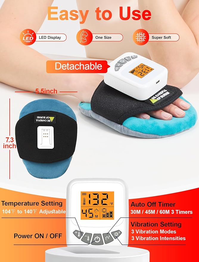 CAMECO Cordless Multi-Purpose Heating Pad with Massage for Muscle Joint Pain Relief, 104℉-140℉ & 5000mAh Battery Portable Handheld Heated Massager Pad for Neck, Face, Wrist, Hand, Leg