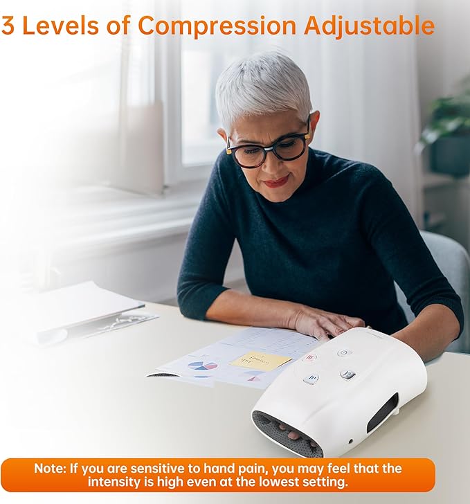 Snailax Cordless Hand Massager with Heat and Compression, Vibration, Hand Massager, 3 Compression Intensities, Rechargeable, Gifts for Women, Men, Mom