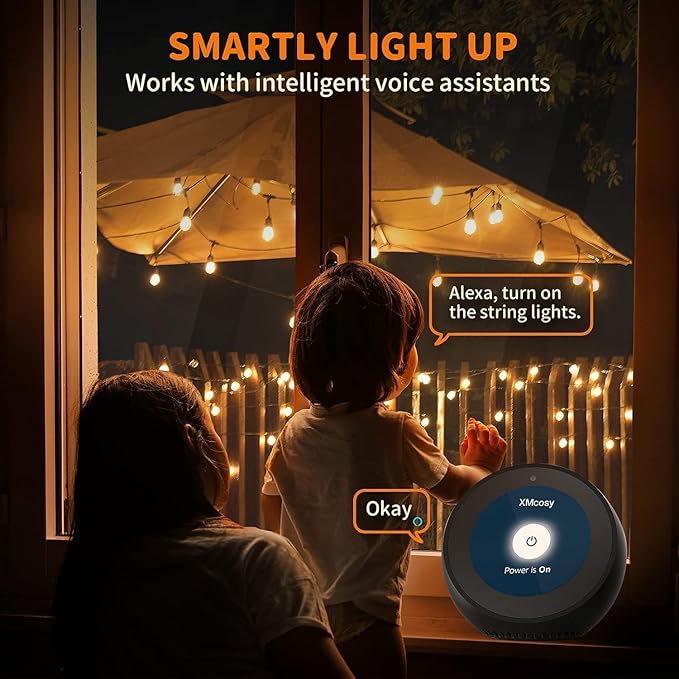 XMCOSY+ Smart Outdoor String Lights, 150Ft G40 Globe Patio Lights with 75 LED Bulbs, WiFi &amp; APP Control, Work with Alexa, Extendable Waterproof Dimmable LED String Lights for Outside, Porch, Cafe