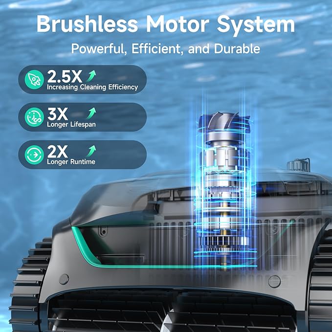 (2025 New) WYBOT C2 Cordless Robotic Pool Cleaner, Wall & Waterline Cleaning, Automatic Pool Vacuum for Inground Pools, Dual Filtration, Max 180mins Runtime, App Control(Bluetooth Connect)