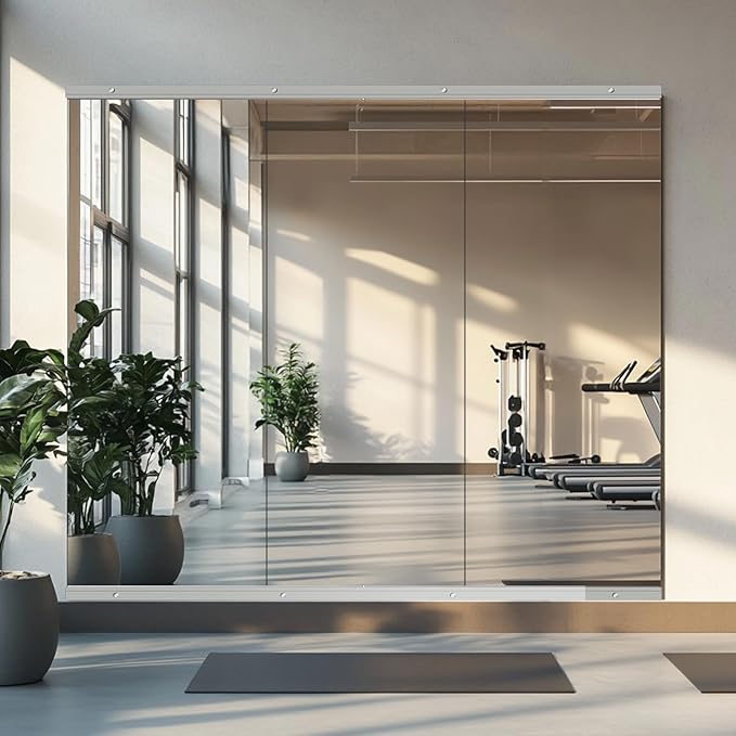 Home Gym Mirror, 48''X24''(Each) -3PCS Full Body Mirror for Yoga, Garage, Dance Studio, Anti-Rust, Tempered Glass,Frameless Mirrors, Wall-Mounted Large Workout Mirrors