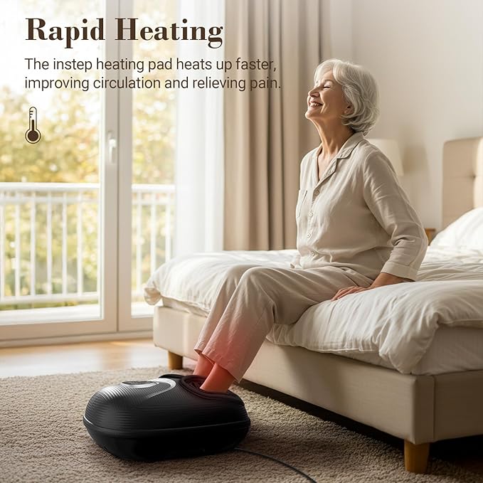 Foot Massager FSA Eligible HSA, Feet Massager with Heat for Plantar Fasciitis Relief, 5 Levels Compression & Vibration Massage for Neuropathy, Christmas Gifts for Women Men, Fits Up to 13"