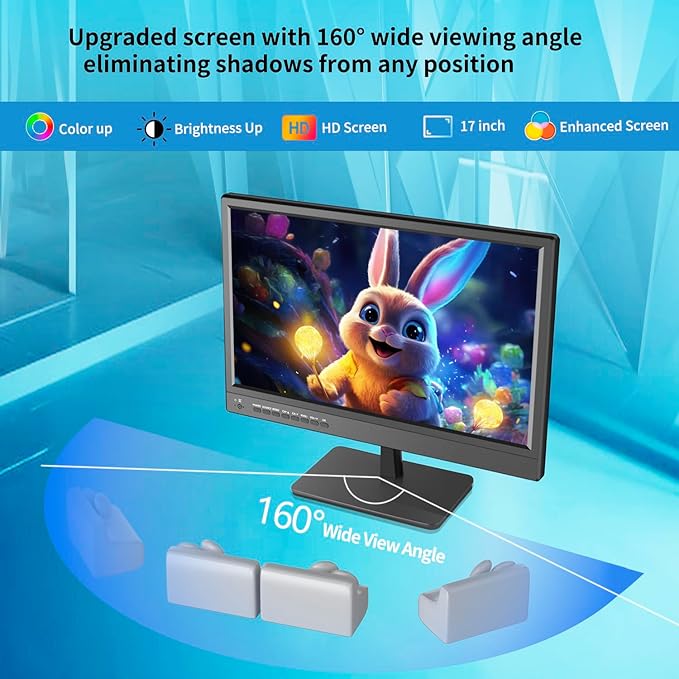 17 inch TV,Small HD Widescreen LED with Antenna,Digital ATSC Tuner-Free HD Local Channels,HDMI VGA USB Port,12 Volt Charger Cable/AC Power TV for Camping,Caravan and Kitchen