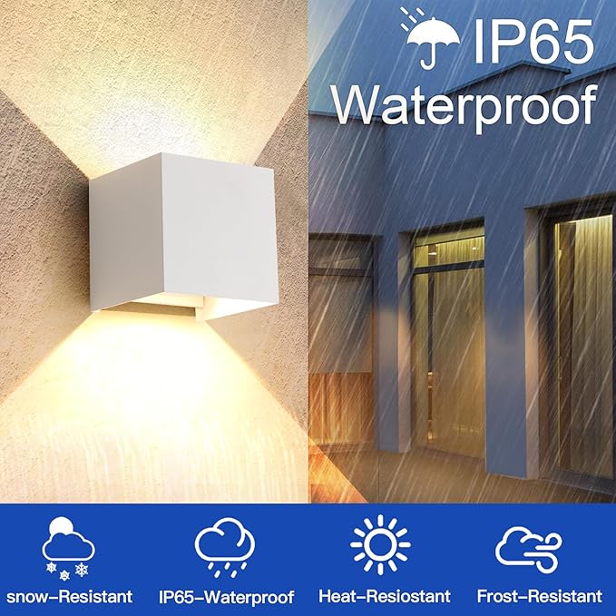 12W 4Pack Outdoor Wall Lights Exterior/Interior,LED White Outdoor Wall Sconces Light Fixtures Modern,IP65 Waterproof Porch Wall Mounted Lighting Outside,Wall Lamps for Garden Patio Park