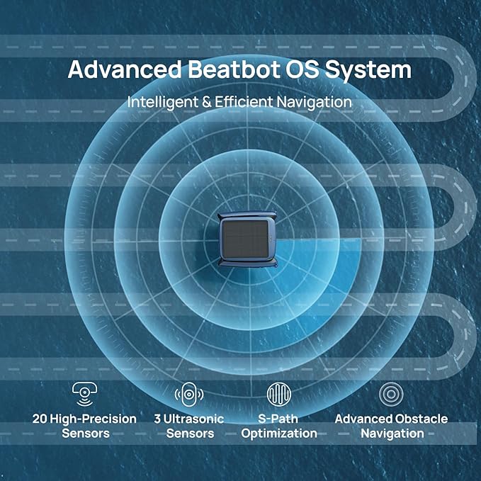 (2025 Upgrade) Beatbot iSkim Ultra 24/7 Cleaning Solar Powered Pool Skimmer with Water Clarification System & APP Control, Voice Broadcast, Dual Charging Options, Edge & Corner Cleaning, Sky Blue