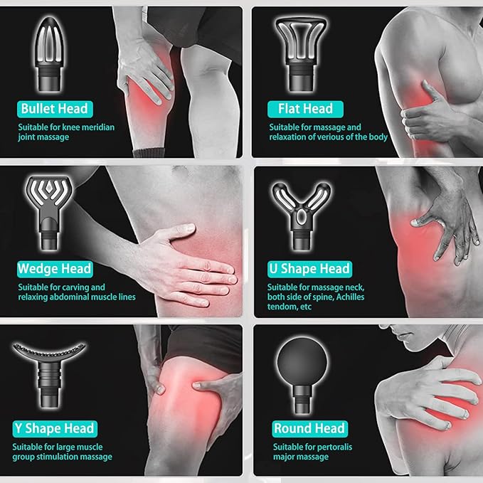 Percussion Massage Gun, Electric Handheld Muscle Back Massager, Deep Tissue Back Massage for Athletes for Pain Relief with 20 Speeds & LED Screen with Carry Case, Gift for Men/Women, Silver