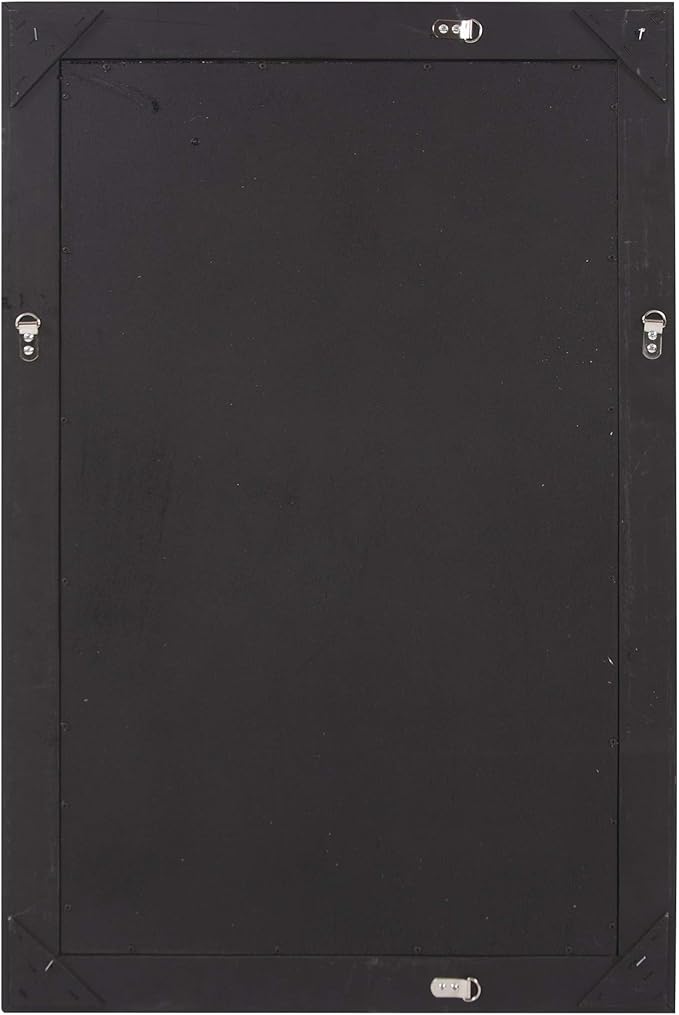 Howard Elliott George Rectangular Bright Silver Wall Mirror, Rectangle Hanging Wood Framed Vanity Mirrors for Home Decor, Living Room, Bathroom, Bedroom, or Hallway, 24 x 36 Inch