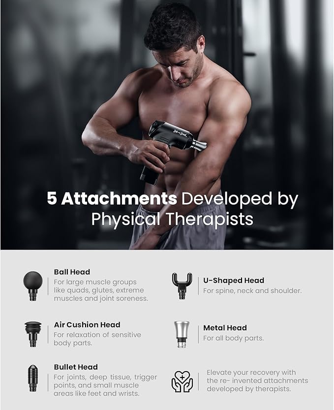 BOB AND BRAD T2 Max Massage Gun Deep Tissue with Metal Head, Professional Muscle Massage Gun Portable Percussion Electric Massager for Athletes for Home Gym Pain Relief