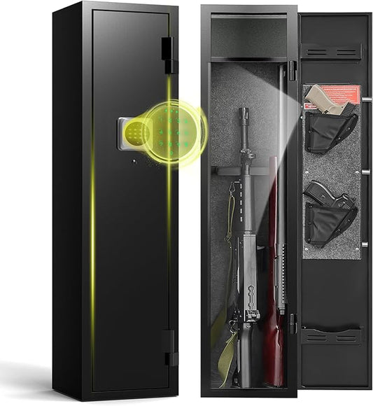 BONANO 2-3 Gun Safe, Gun Safes for Home Rifle and Pistols, Gun Cabinets for Rifles and Shotguns, Small Rifle Safe with Dual Alarm & Mute Mode, Quick Access Gun Storage Cabinet with Handgun Pouch