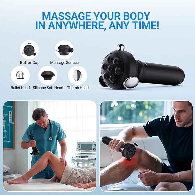 Pro Max Deep Tissue Vibration Therapy Massage Gun, 6500RPM Handheld Muscle Massager, Trigger Point Massage & Back Shoulder and Fascial Binding & Full Body Pain Relief – Gifts for Men & Women
