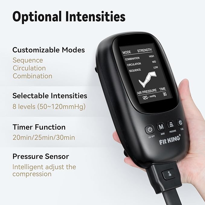 FIT KING Air Compression Recovery System,Dynamic Pressure for Circulation Improvement and Fast Recovery,Sequential Massage Boots for Athletes (Large)