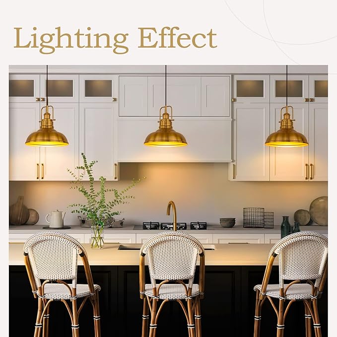 zeyu Farmhouse Pendant Lighting for Kitchen Island, 1-Light Industrial Hanging Pendant Light with Metal Dome Shade, Gold Finish, 016-1 BG