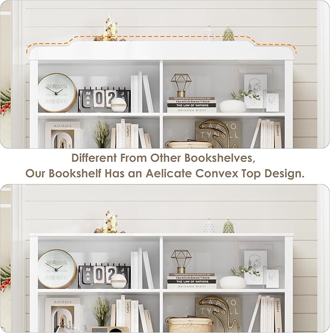 73.1" Tall Bookcase and Bookshelf, Wide Bookshelf with Doors and Adjustable Shelves, 6 Tier Large Bookshelf with Storage, Tall Storage Cabinet for Living Room, Home Office, White