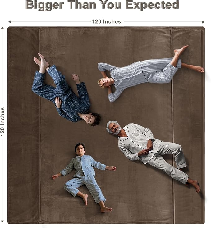 PHF Oversized King Fleece Blanket 120"x120", No Shed No Pilling Big Soft Blanket, Extra Large 10'x 10' Lightweight for Bed, Sofa Travel and Camping, Suitable for All Season, Cocoa Brown