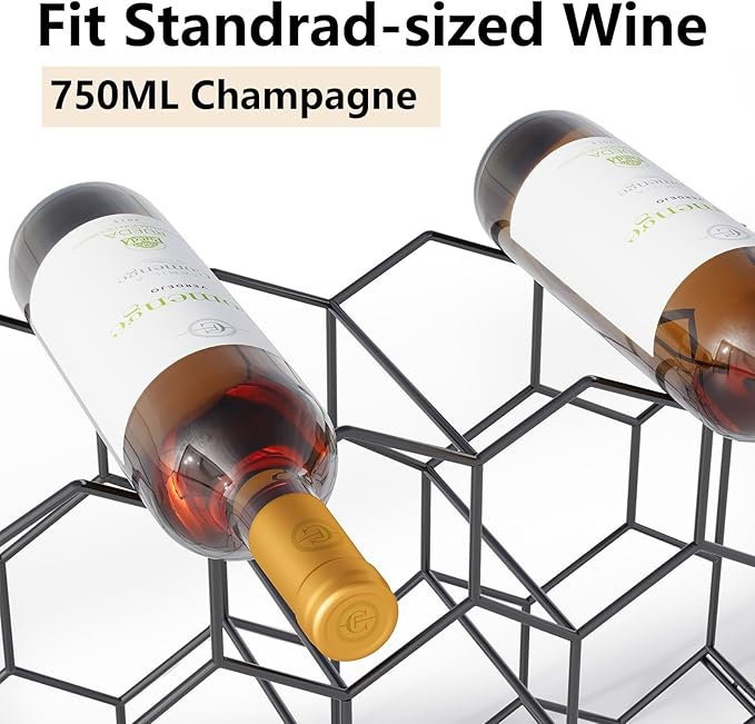 Urban Deco Countertop Wine Rack for 14 Bottles - No Assembly Required Modern Wine Bottle Holder Stand for Cabinet, Kitchen, Bar, Pantry - Black Wire Wine Rack Inserts