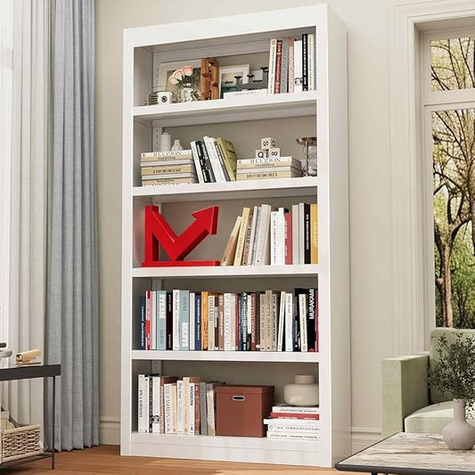 69" H Bookshelf, Metal Bookcase, Standing Heavy Duty Book Shelf, 5 Tier Bookshelfs with Adjustable Shelves for Living Rooms, Home Offices, Library, 10 Minutes Assemble