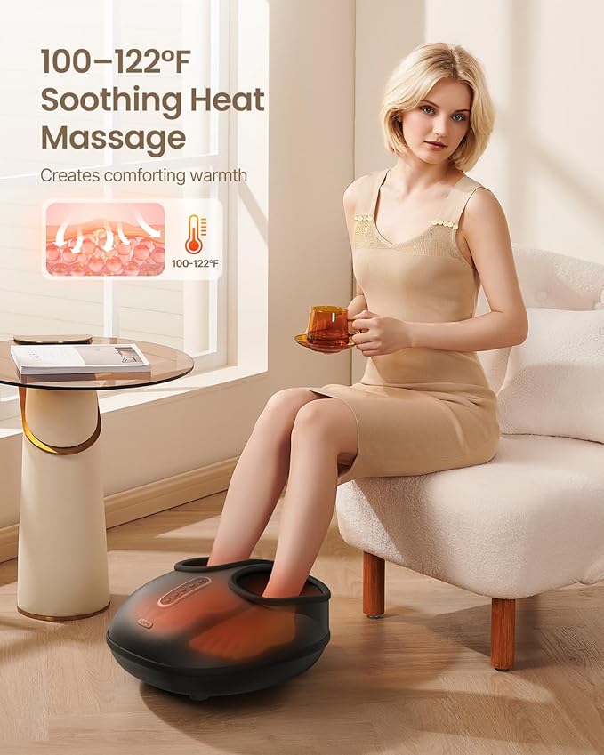 RENPHO Foot Massager with Heat [2025 Upgraded], Shiatsu Foot Massager for Plantar Fasciitis Relief, Feet Massager Neuropathy Pain Relief, Fits up to Size 12 Feet, Birthday Gifts for Women Men
