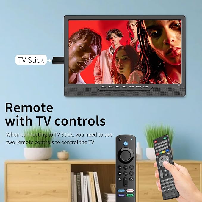 14 Inch LED HD TV,Portable Small Television with HDMI Input,Built-in Digital Tuner/HDMI/USB/DC-12IN-Supports Wall-Mounted-for Bedroom,Kitchen,RV - Includes Remote Control(Black)