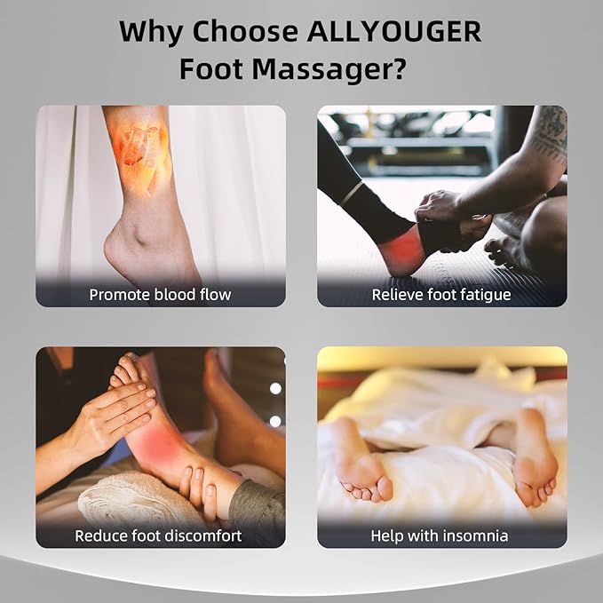 Shiatsu Foot Massager with Heat,Vibration,Air Compression and Deep Kneading for Plantar Fasciitis, Neuropathy,Improve Foot Wellness,Gifts for Women & Men（Black）