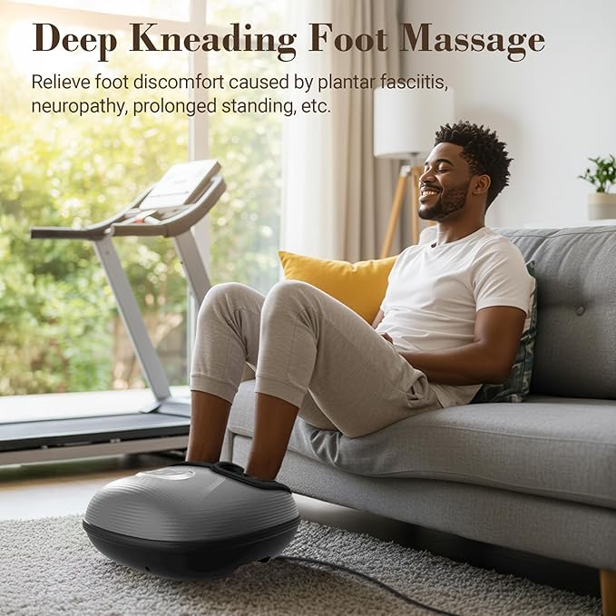 Foot Massager with Heat, FSA HSA Eligible Shiatsu Foot Massager Machine for Plantar Fasciitis, Adjustable Vibration & Pressure for Neuropathy Pain, Women Men Gifts, Fits Up to 12"(Gray)