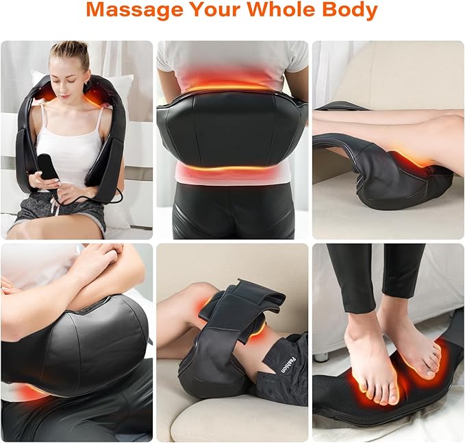 Electric Neck Massager, Neck and Back Massager with Heat, Shiatsu Massage Pillow for Back, Shoulder, Muscle Pain Relief, Ideal Fits for Parents
