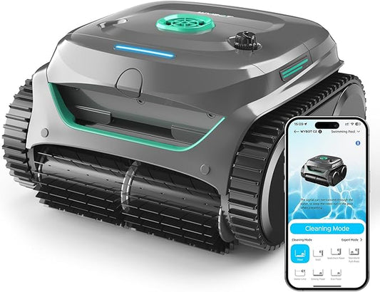(2025 New) WYBOT C2 Cordless Robotic Pool Cleaner, Wall & Waterline Cleaning, Automatic Pool Vacuum for Inground Pools, Dual Filtration, Max 180mins Runtime, App Control(Bluetooth Connect)