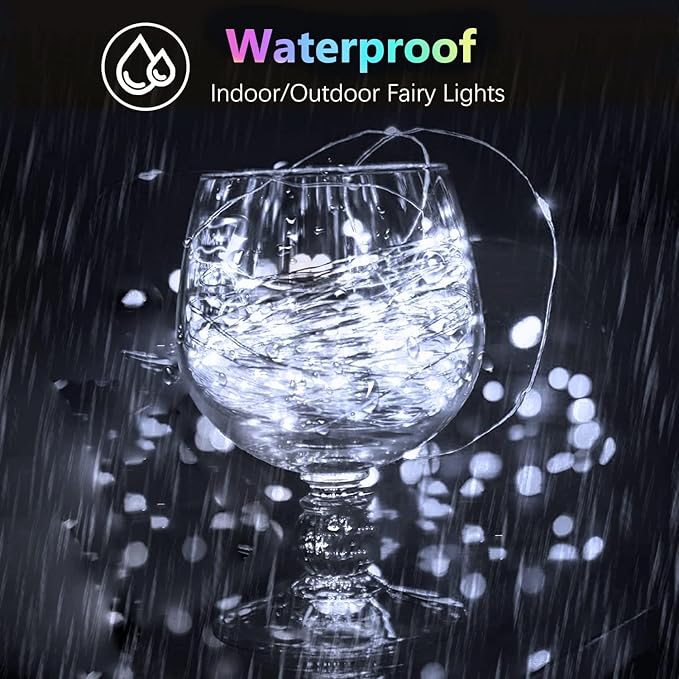 2 Pack 20FT 60LED Battery Operated Fairy Lights with Timer, Waterproof Battery String Lights Outdoor Indoor, Battery Twinkle Light for Bedroom Wedding Birthday Party Chirstmas (Cool White)