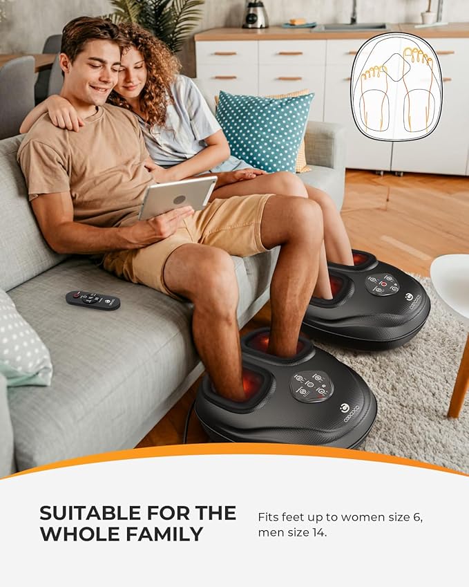 Relaxation Gifts for Women Men Mom Dad, 2025 Upgrade Shiatsu Foot Massager with Heat, FSA Eligible Feet Massager for Plantar Fasciitis & Neuropathy, Adjustable Modes & Compression, Remote Control