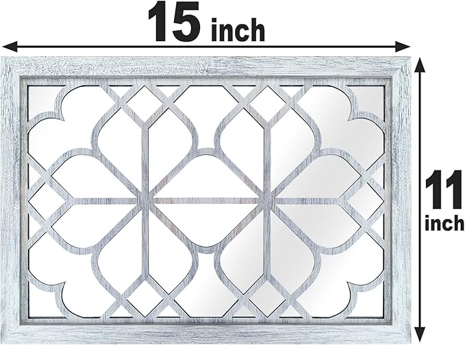 Wocred Set of 2 Rectangular Wall Mirror,Gorgeous Rustic Farmhouse Accent Mirror,Rustic White Color Entry Mirror for Bathroom Renovation,Bedrooms,Living Rooms and More(11”x15”)