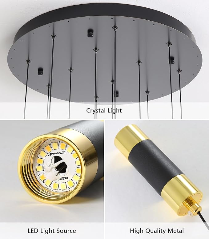 16 Foot High Ceiling Chandeliers for Living Room Entryway 32 Lights LED Lights Pendant Lighting with Dimmable Light Modern Crystal Ceiling Lights Dining Room Foyer Front Door Light