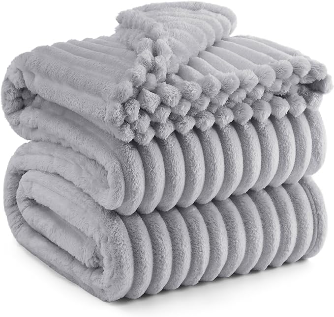 Bedsure GentleSoft King Size Blanket for Bed - Cozy Soft Blankets for Women, Cute Large Fleece Throws for Girls, Light Gray, 108x90 Inches