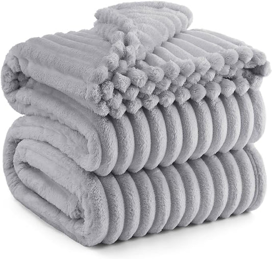 Bedsure GentleSoft King Size Blanket for Bed - Cozy Soft Blankets for Women, Cute Large Fleece Throws for Girls, Light Gray, 108x90 Inches