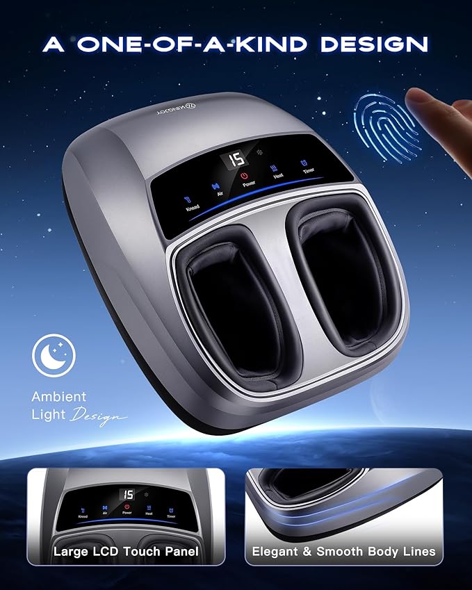 KINGJOY Foot Massager with Heat for Neuropathy, [2025 Upgraded], Deep Kneading Shiatsu Foot Massager for Plantar Fasciitis, Fits Up to Men Size 14, Gifts for Women Mom Men Dad Seniors