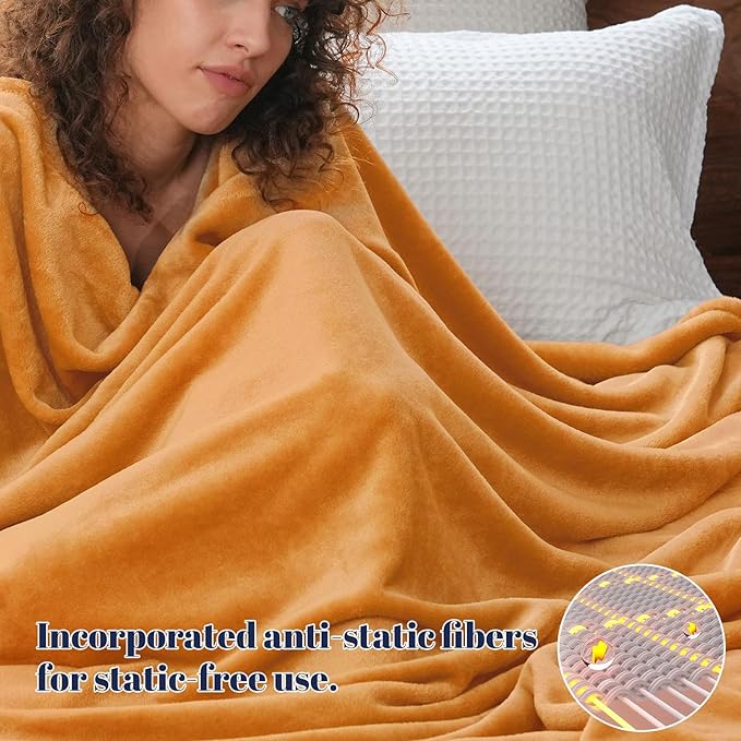 PHF Ultra Soft Fleece Blanket King Size, No Shed No Pilling Luxury Plush Cozy 300GSM Lightweight Blanket for Bed, Couch, Chair, Sofa Suitable for All Season, 108" x 90", Pumpkin Orange