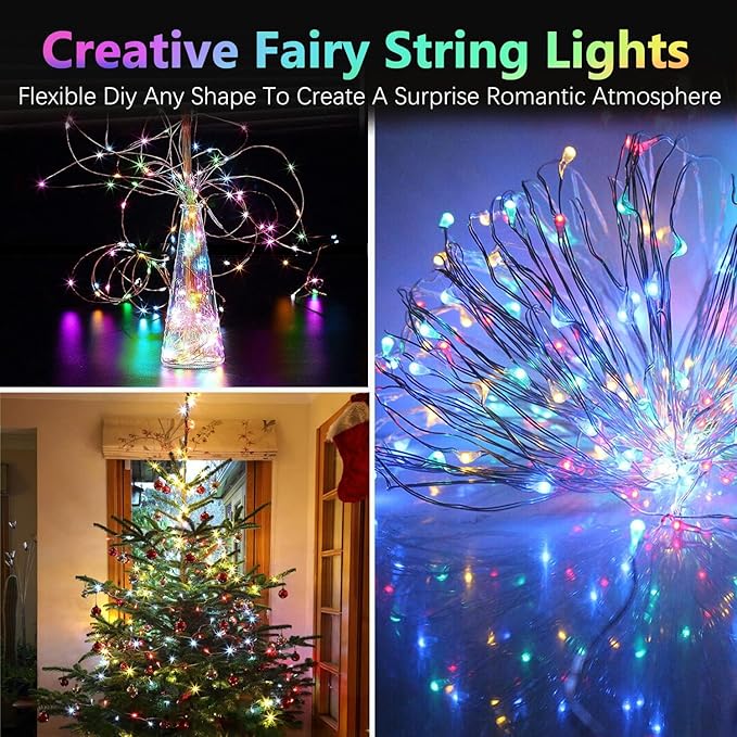 2 Pack Each 20FT 60LED Fairy Lights Battery Operated, RGB Color Changing String Lights, Indoor & Outdoor Battery Twinkle Light with Timer and Remote for Bedroom Wedding Birthday Halloween Decorations