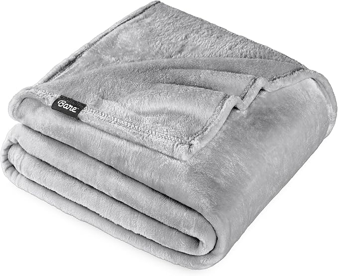 Bare Home Fleece Blanket - King Size - Ultra-Soft Lightweight for Bed, Sofa, and Couch - Luxury Microplush - Cozy Warm Blanket (King, Light Grey)