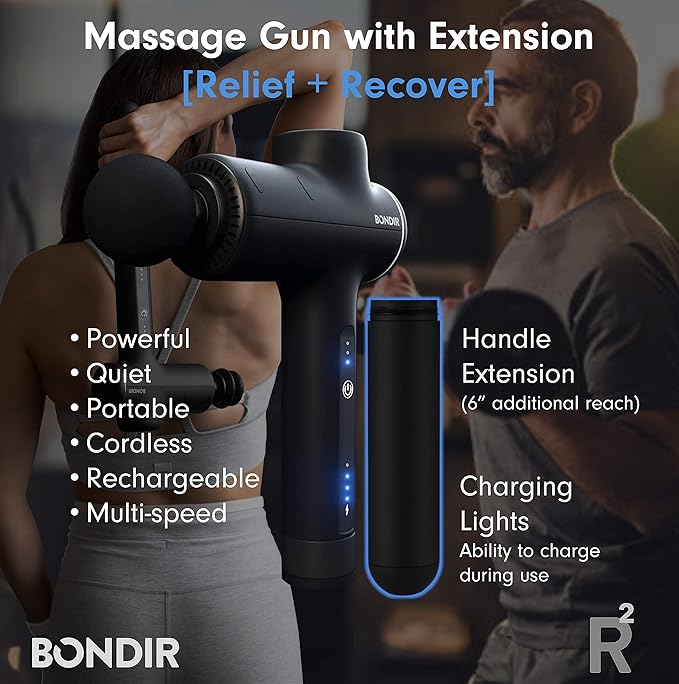R2 Massage Gun - Percussion Deep Tissue Back Massager with Extension Handle
