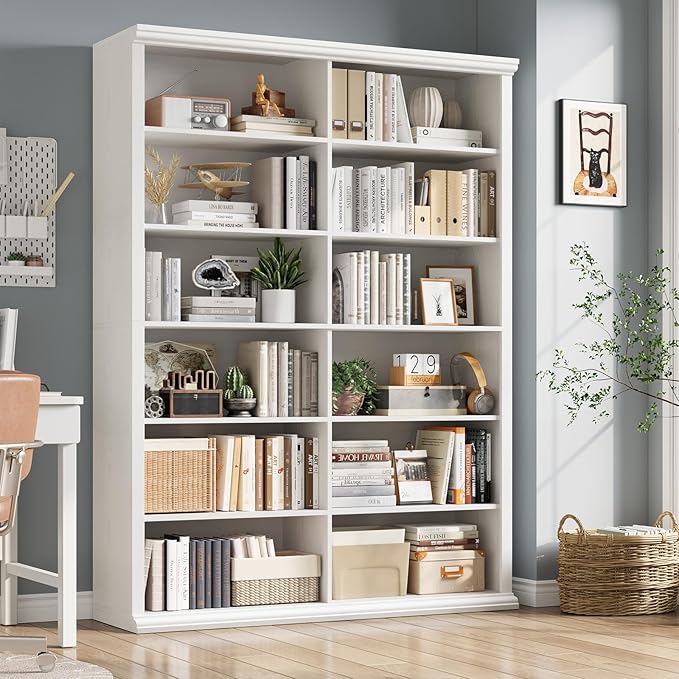 Rresyet 71.8" L *47.2“W Wooden Bookcase and Bookshelf – Extra Large Bookshelf with Double Storage, Elegant Design for Living Room, Office, and Apartment