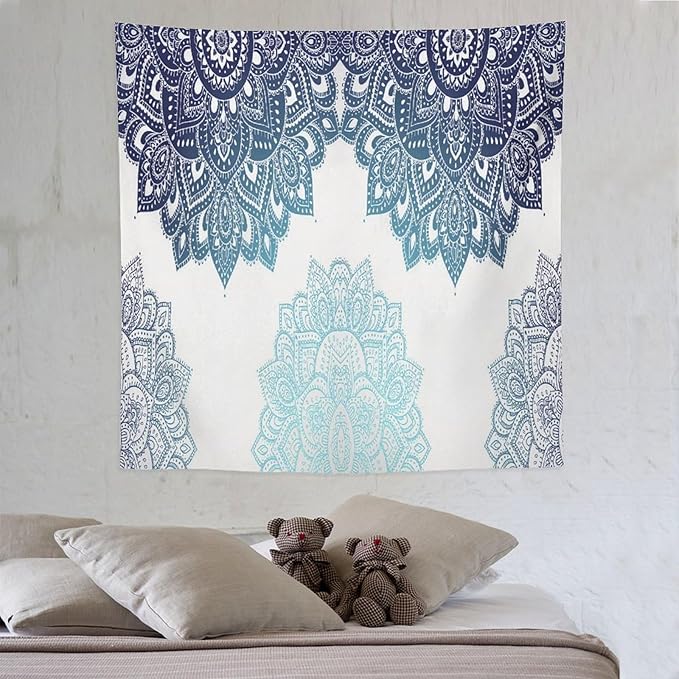 Kurtect Mandala Tapestry,Boho Eastern Geometric Stripe Abstract Design Pattern Print Tapestries for Party Beach Picnic Blankets Tablecloths Living Room Wall Deocr, 60x60 in