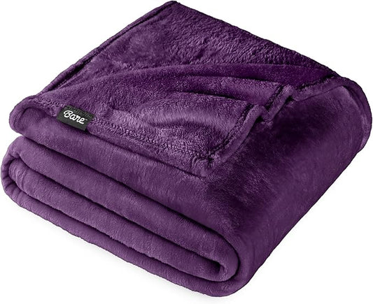 Bare Home Fleece Blanket - Full/Queen - Ultra-Soft Lightweight for Bed, Sofa, and Couch - Luxury Microplush - Cozy Warm Blanket (Full/Queen, Plum)