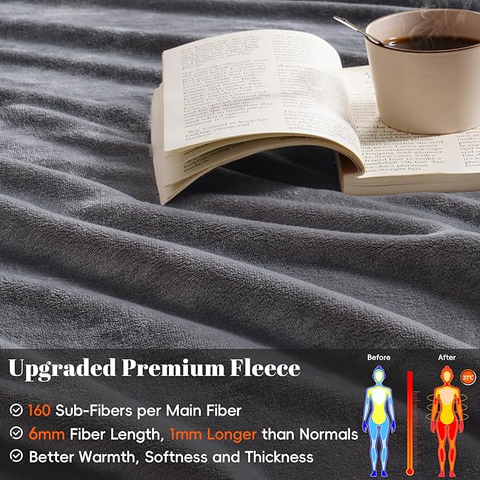 PHF Ultra Soft Fleece Blanket Twin Size, No Shed No Pilling Luxury Plush Cozy 300GSM Lightweight Blanket for Bed, Couch, Chair, Sofa Suitable for All Season, 66" x 90", Gray