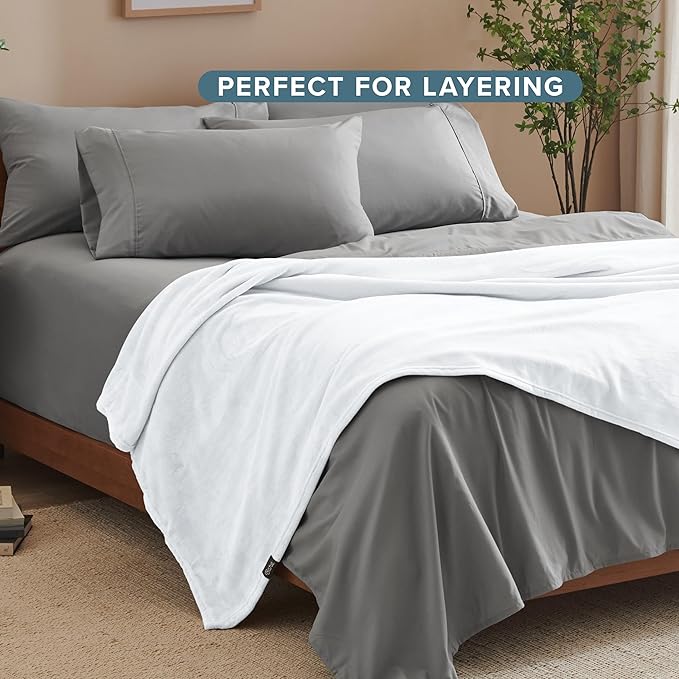 Bare Home Fleece Blanket - Twin/Twin Extra Long - Ultra-Soft Lightweight for Bed, Sofa, and Couch - Luxury Microplush - Cozy Warm Blanket (Twin/Twin XL, White)