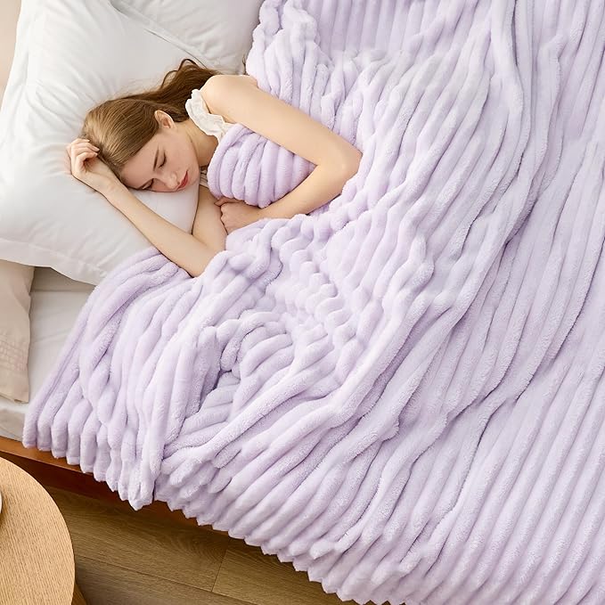 Bedsure GentleSoft Lavender Fog Fleece Blanket for Couch - Cozy Soft Blankets for Women, Cute Small Throws for Girls, 90x90 Inches