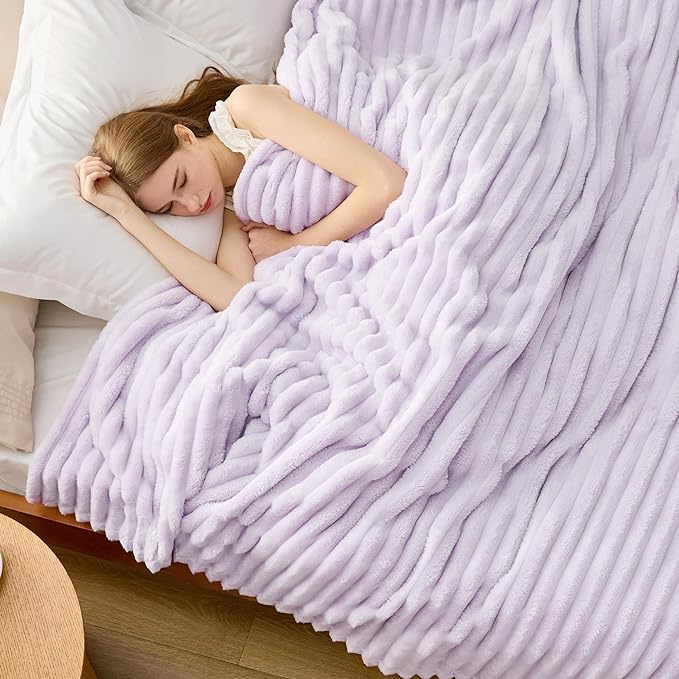 Bedsure GentleSoft Lavender Fog California King Size Blanket for Bed - Cozy Soft Blankets for Women, Cute Small Fleece Throws for Girls, Birthday Gifts for Women, 102x96 Inches