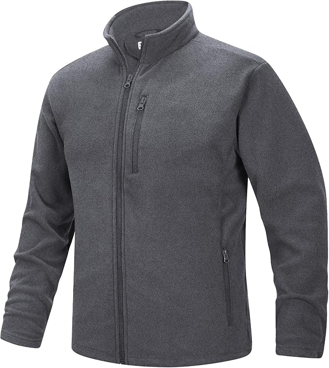 33,000ft Men's Full Zip Fleece Jacket Lightweight Warm Soft Polar Long Sleeve Jackets with Pockets for Winter Hiking Casual